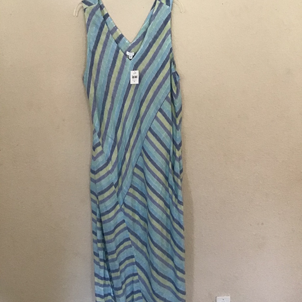 JJill Linen  Striped Maxi Dress
